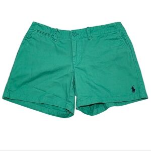 Ralph Lauren Women's Green Chino Shorts with Polo Logo